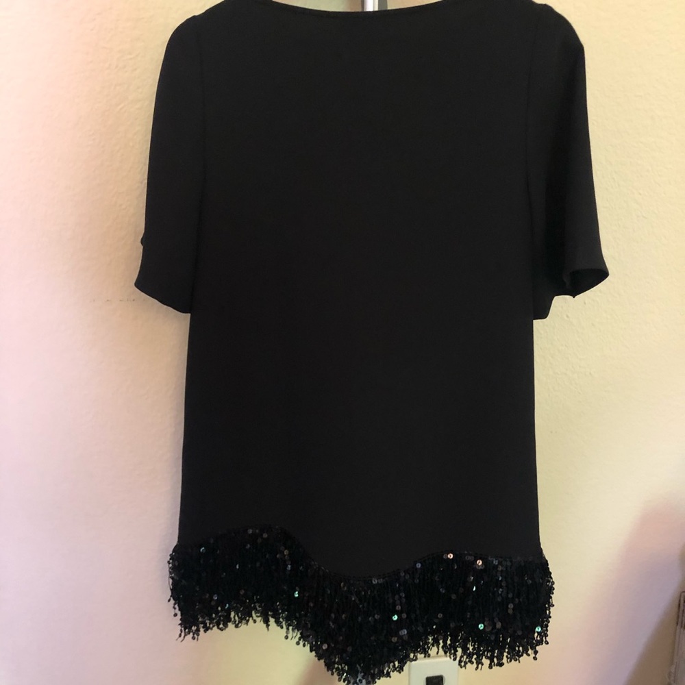 Kate Spade Black Sequin-Fringe Mini shift Dress, S - Picture 2 of 9